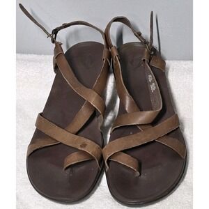 OkuKai Womens Size 10 Upena Brown Leather Strappy Comfortable Sandals